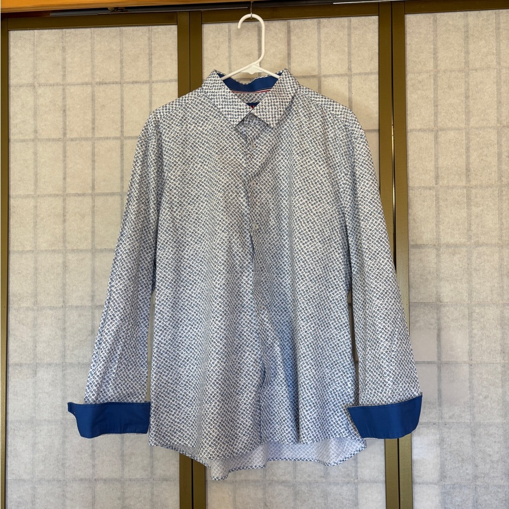 Soul of London Men's Blue Patterned Shirt, XL